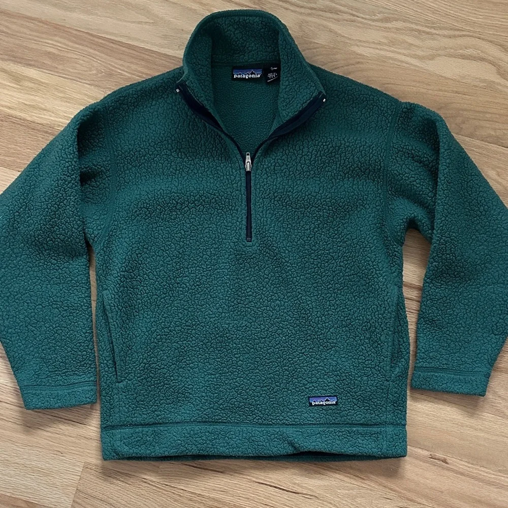 Patagonia vintage 1/2 zip pullover green fleece jacket size XS